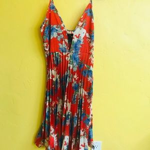 70’s satin floral midi dress (NWT)